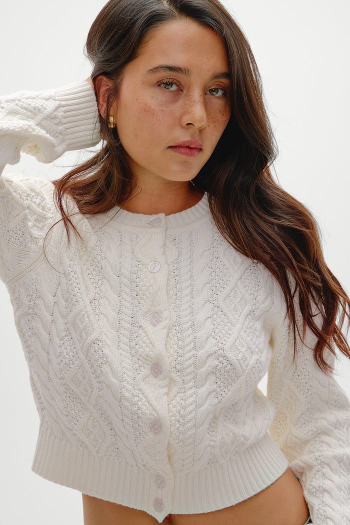 Marley Button Up Knit Cardigan - Honeymoon