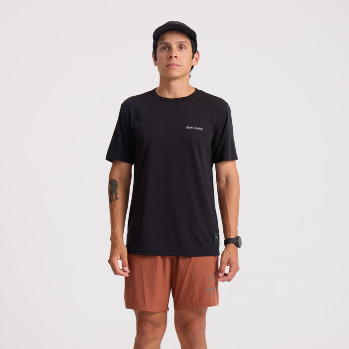 Active shirt and multiple styles of shorts designed for outdoor adventures, showcasing Bermuda shorts, boardshorts, and trunks in black, perfect for travel and exploration.