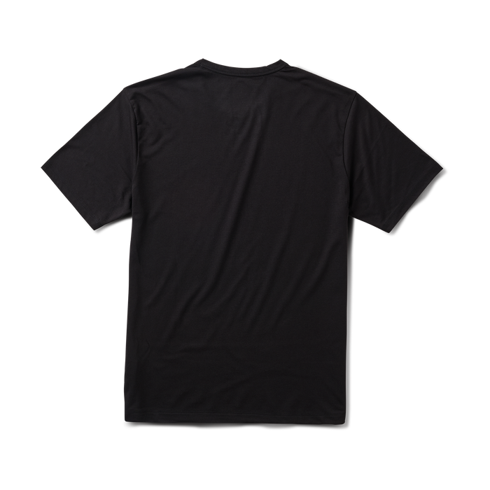 Black Roark adventure-ready T-shirt with visible white sleeve detail in a textured fashion setup