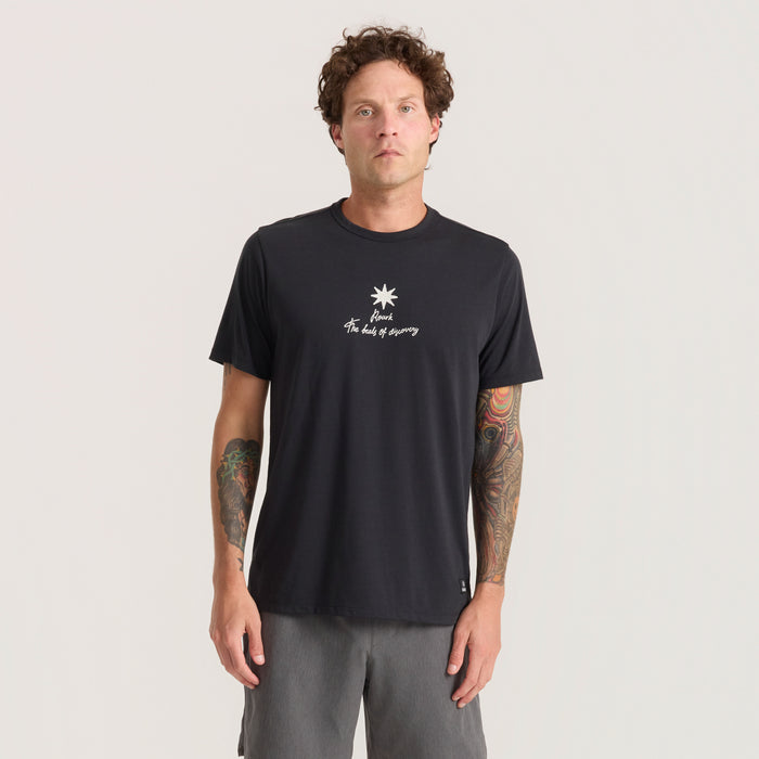 Active hemp shirt designed for adventure and travel, showcasing Roark's commitment to sustainable and durable outdoor gear.