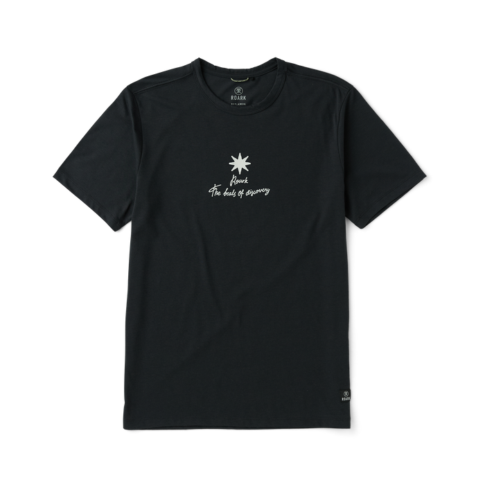 Black active shirt by Roark designed for nighttime adventures, featuring long sleeves perfect for cool evenings outdoors.