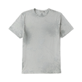 Light grey short sleeve t-shirt with small circular logo embroidered on chest, flat lay display against white background