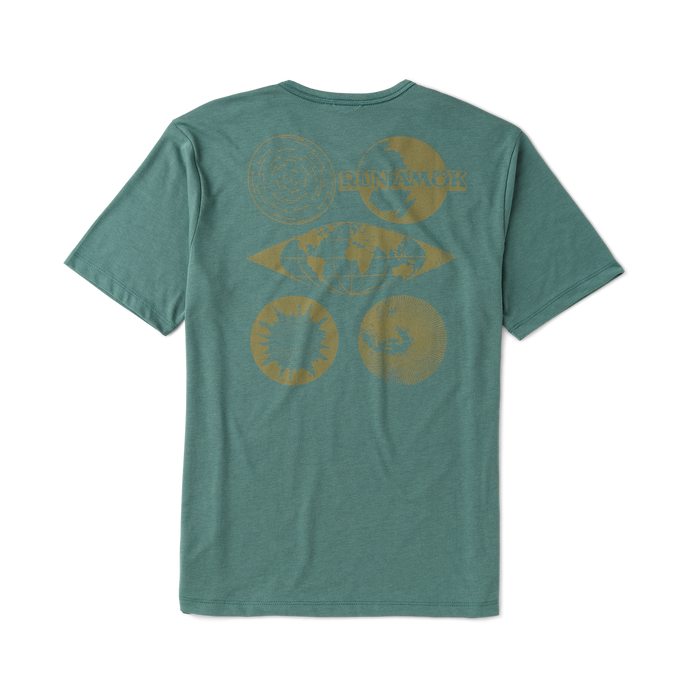 Active man wearing a Roark adventure-ready shirt while exploring a scenic outdoor trail.