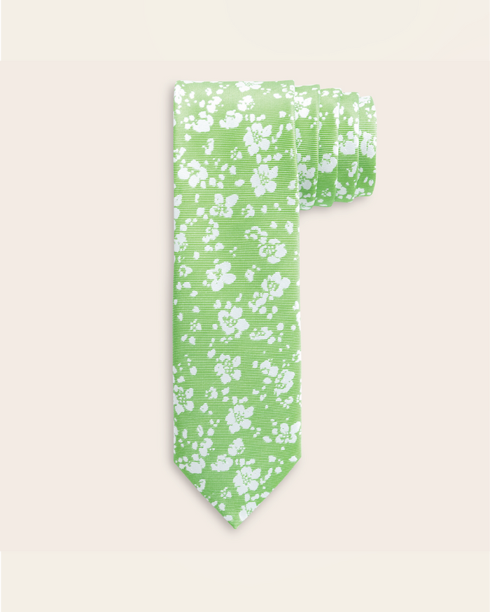 Green floral patterned tie