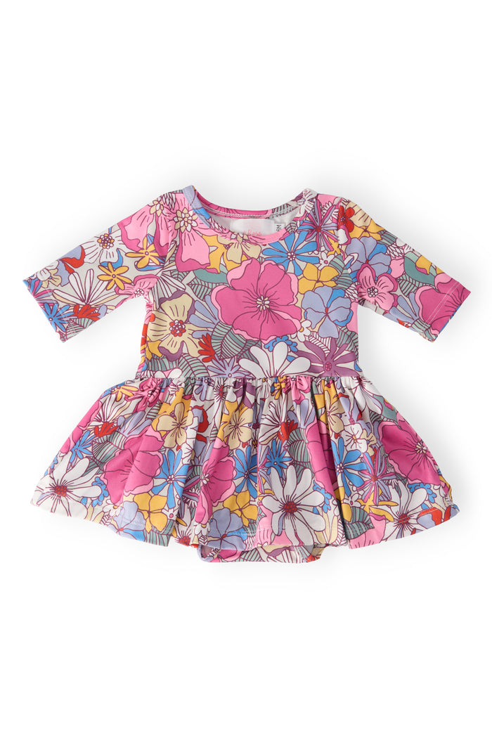 Mauve What's Up Buttercup 3/4 Sleeve Twirl Bodysuit-Mila & Rose ®