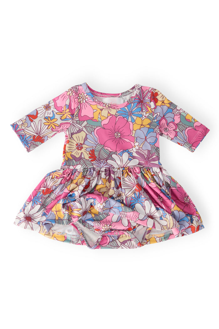 Mauve What's Up Buttercup 3/4 Sleeve Twirl Bodysuit-Mila & Rose ®