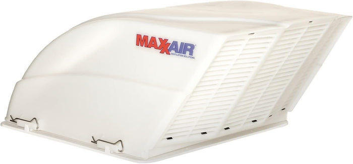 White Plastic MaxxAir Fanmate Vent Cover - Side Angle View | United RV Parts