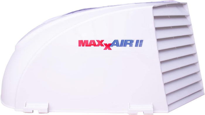 White MaxxAir II Vent Cover with Louvered Design - Front View | United RV Parts