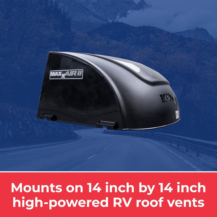 MaxxAir II Black RV Vent Cover - Mountain Lifestyle View | United RV Parts