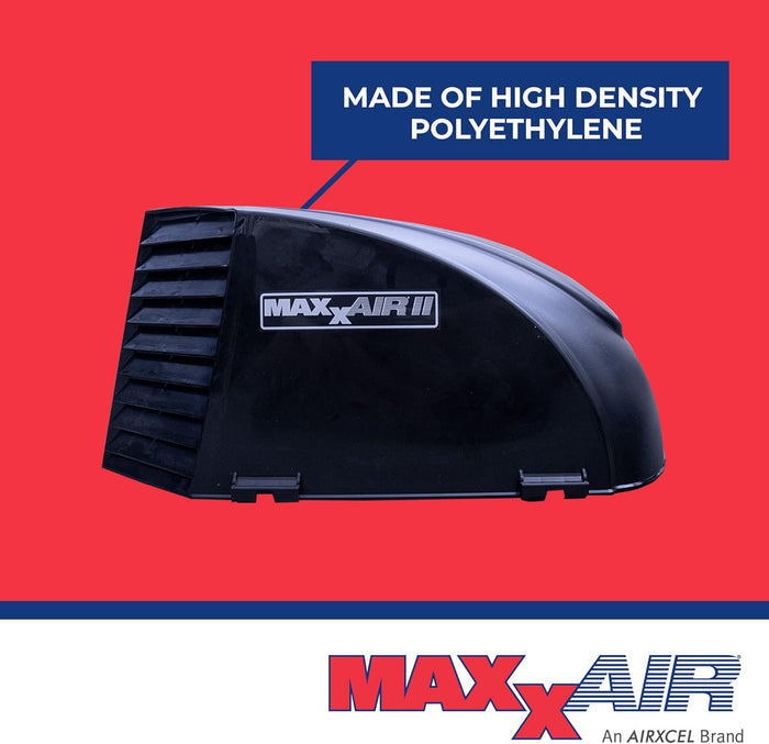 Black MaxxAir II RV Vent Cover - Side Profile with Features | United RV Parts
