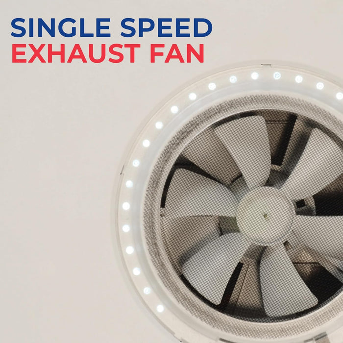 White MaxxAir Mini Vent Single Speed Fan Interior Detail - LED Lighting | United RV Parts
