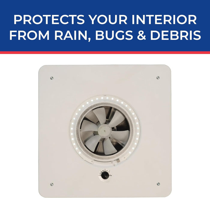 White MaxxAir Mini Vent Interior Mount - Manual Control Panel Detail | United RV Parts
