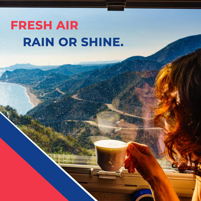 MaxxAir Mini Vent RV Lifestyle Shot - Fresh Air Ventilation Rain or Shine | United RV Parts