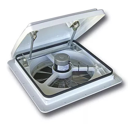 White MaxxAir MaxxFan 4-Speed RV Roof Vent - Open Position View | United RV Parts