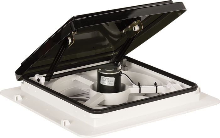 Smoke MaxxAir MaxxFan 4-Speed RV Vent - Open Interior View | United RV Parts