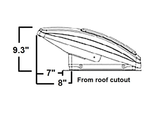 MaxxAir MaxxFan Deluxe 00-05100K Cross Section Dimensions Installation View | United RV Parts