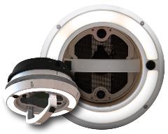 White MaxxAir Maxxfan Dome Interior View Manual Lift Fan - Top Down Angle | United RV Parts