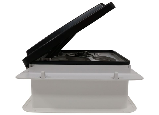 MaxxAir MaxxFan Mini - Side Profile with Manual Lift Arms Extended | United RV Parts