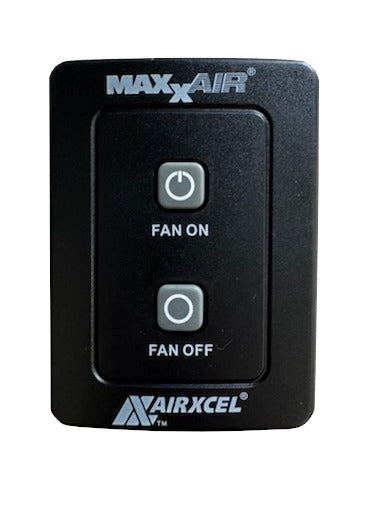 Black MaxxAir Mini Vent Wall Control Panel - Front View | United RV Parts