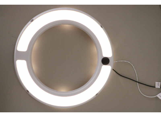 White MaxxAir RV Fan LED Light Ring Illuminated - Bottom View | United RV Parts