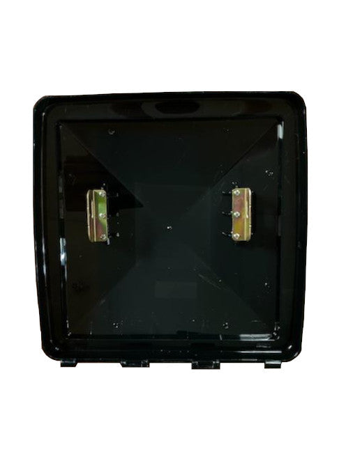 Black MaxxAir Maxxfan Vent Lid 10A40009K - Bottom View with Latches | United RV Parts