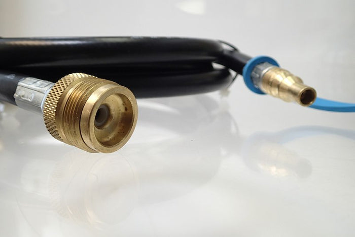 MB Sturgis Dual Quick Connect LP Gas Hose Brass Female Fitting Detail - Connector End View | United RV Parts