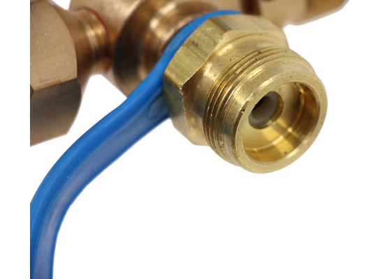 Brass Propane Fitting with Blue Collar - Close-up Detail | United RV Parts