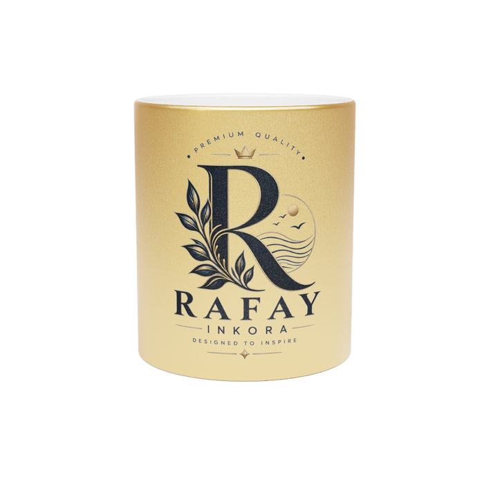 Metallic Logo Mug — 'R' Crest Silver/Gold Stainless Coffee Cup