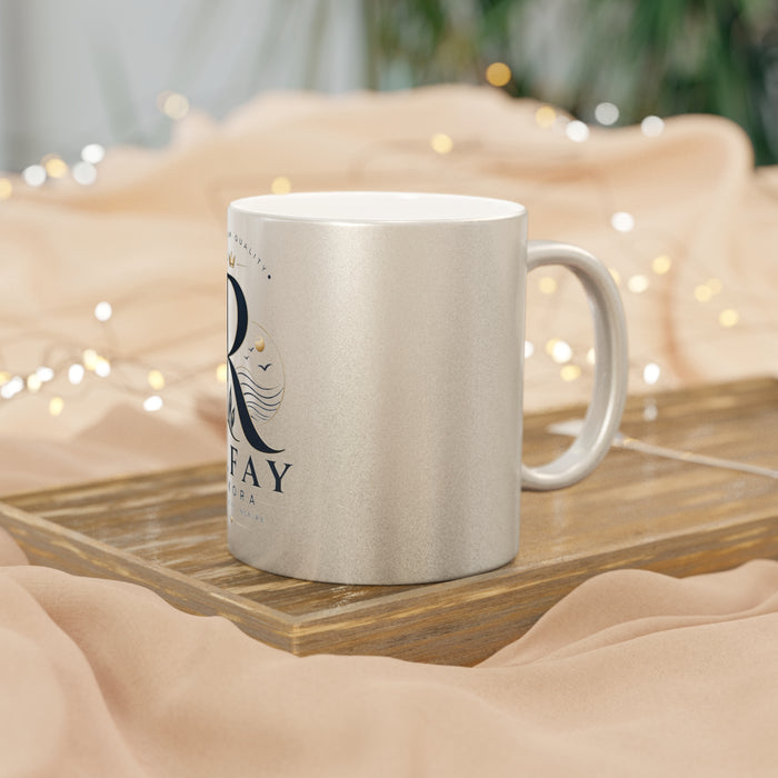 Metallic Logo Mug — 'R' Crest Silver/Gold Stainless Coffee Cup