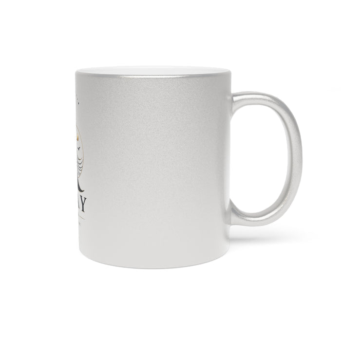 Metallic Logo Mug — 'R' Crest Silver/Gold Stainless Coffee Cup