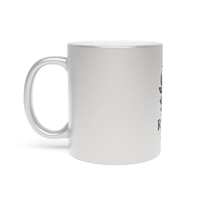 Metallic Logo Mug — 'R' Crest Silver/Gold Stainless Coffee Cup
