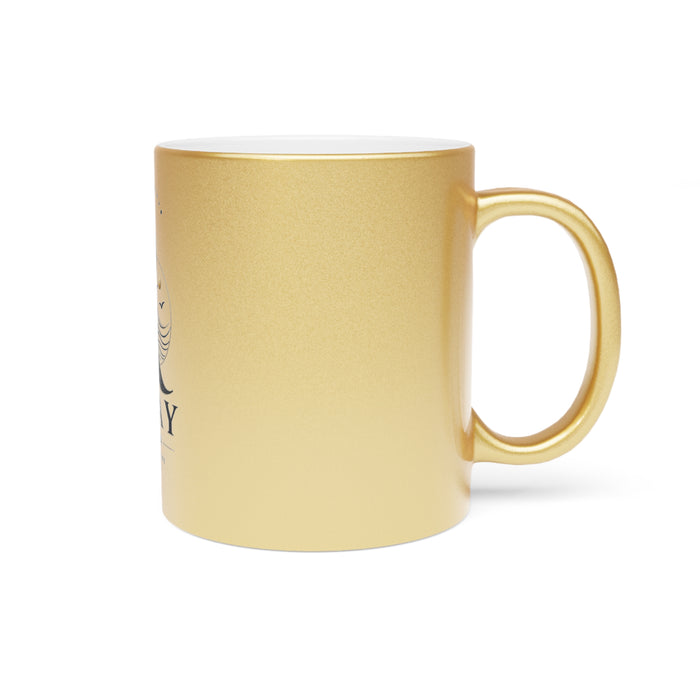 Metallic Logo Mug — 'R' Crest Silver/Gold Stainless Coffee Cup