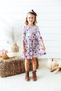 Midnight Rain 3/4 Sleeve Pocket Twirl Dress-Mila & Rose ®