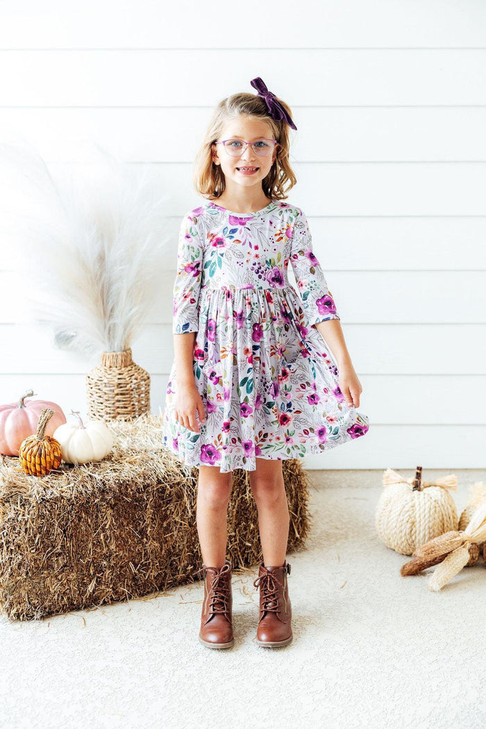 Midnight Rain 3/4 Sleeve Pocket Twirl Dress-Mila & Rose ®