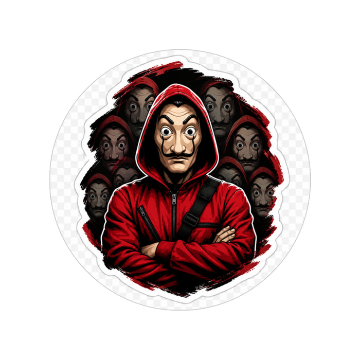 Money Heist Red Hoodie Sticker — Round Transparent Outdoor Decal