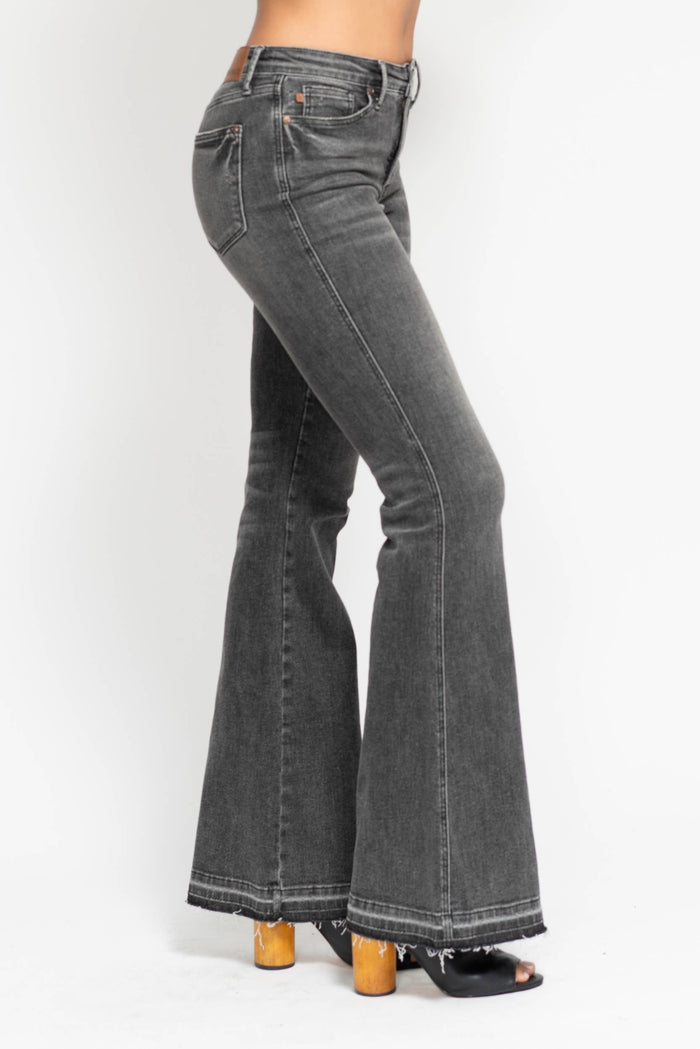 MR Tummy Control Washed Gray Release Hem Flare: Gry / 11(30)
