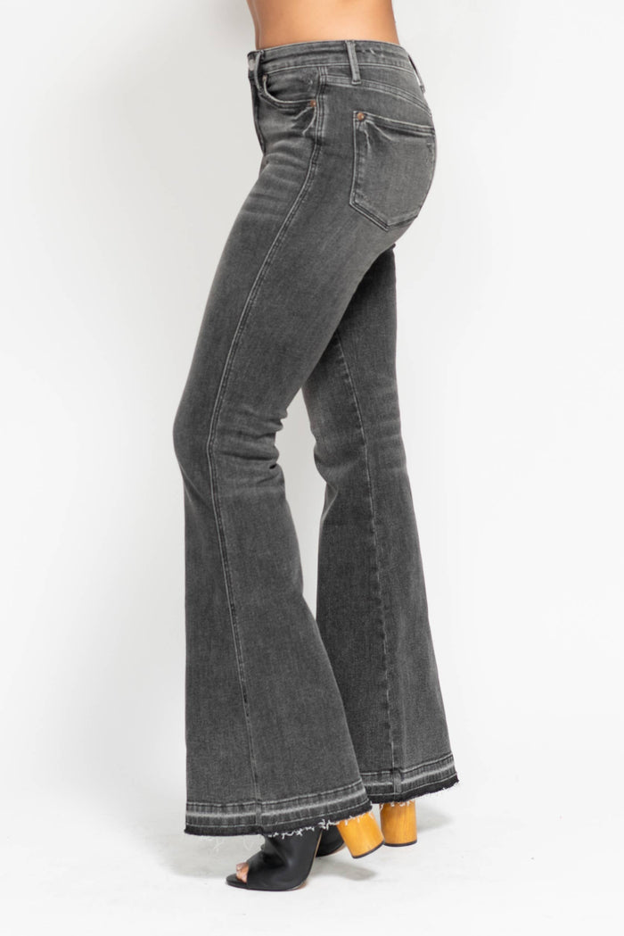 MR Tummy Control Washed Gray Release Hem Flare: Gry / 15(32)