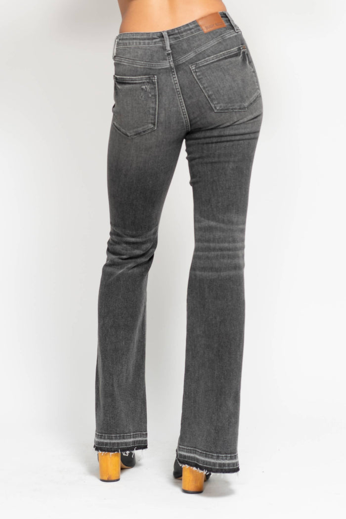 MR Tummy Control Washed Gray Release Hem Flare: Gry / 15(32)