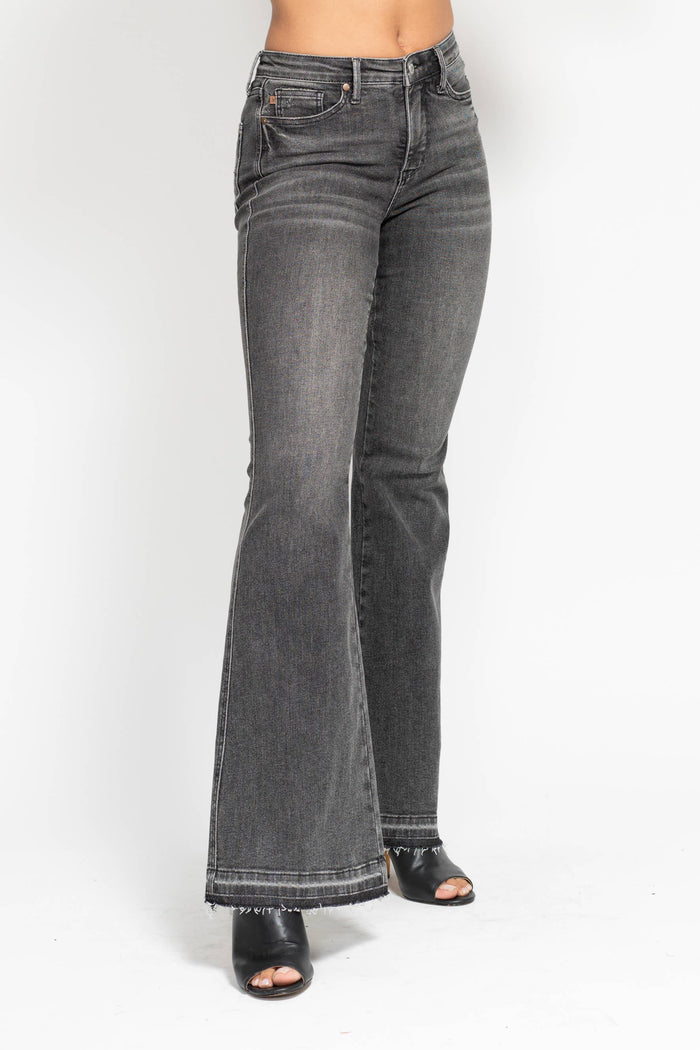MR Tummy Control Washed Gray Release Hem Flare: Gry / 15(32)