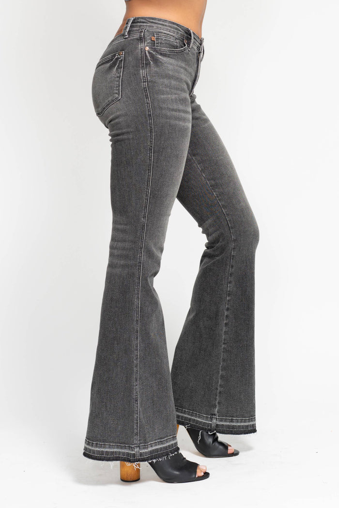 MR Tummy Control Washed Gray Release Hem Flare: Gry / 15(32)