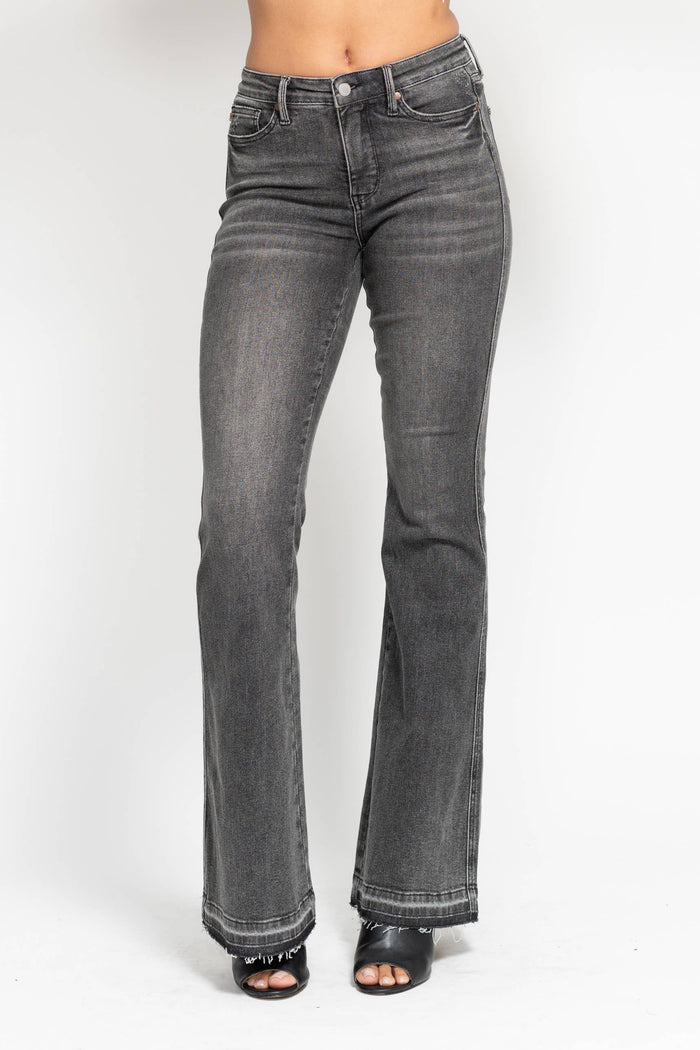 MR Tummy Control Washed Gray Release Hem Flare: Gry / 9(29)