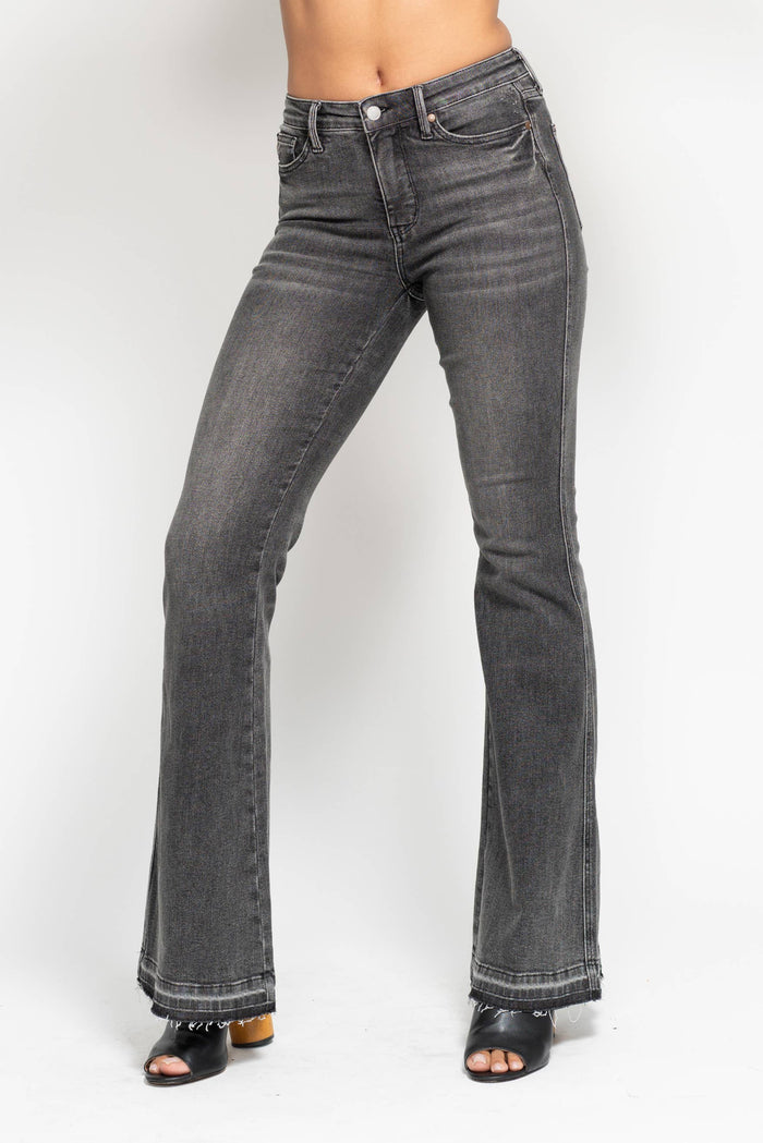 MR Tummy Control Washed Gray Release Hem Flare: Gry / 9(29)