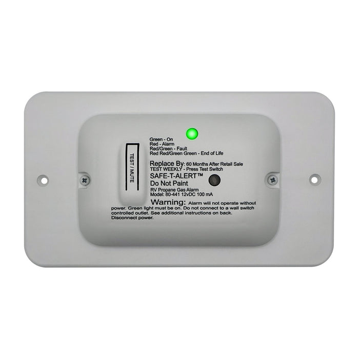 White MTI Safe-T-Alert 80-441 RV Propane LP Gas Alarm with Trim Ring - Front View | United RV Parts