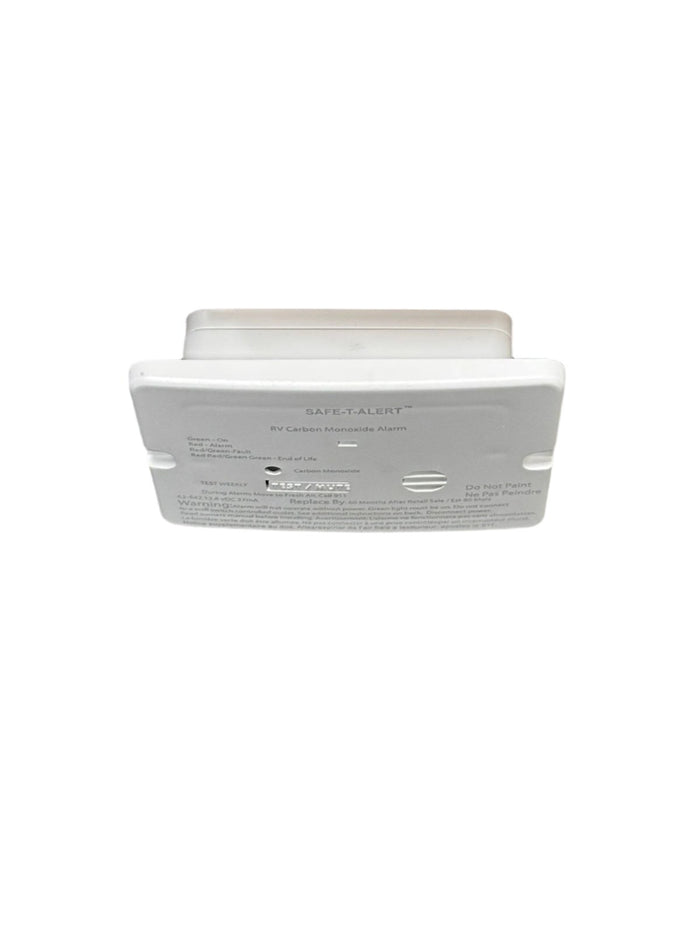 White MTI Industries CO Detector - Front Angle with Mounting Details | United RV Parts
