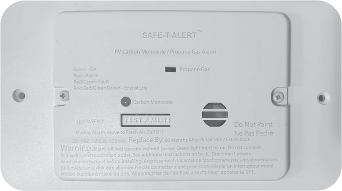 White MTI SAFE-T-ALERT RV Carbon Monoxide Propane Alarm - Face Detail | United RV Parts