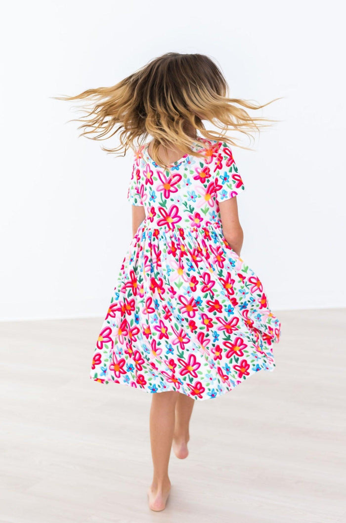 Neon Floral S/S Pocket Twirl Dress-Mila & Rose ®