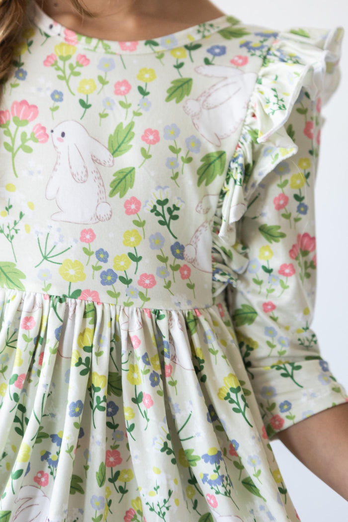 No Bunny Like You 3/4 Sleeve Ruffle Twirl Dress-Mila & Rose ®