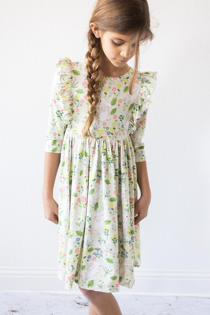 No Bunny Like You 3/4 Sleeve Ruffle Twirl Dress-Mila & Rose ®