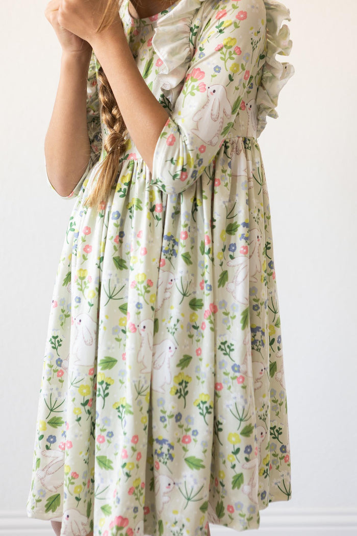 No Bunny Like You 3/4 Sleeve Ruffle Twirl Dress-Mila & Rose ®