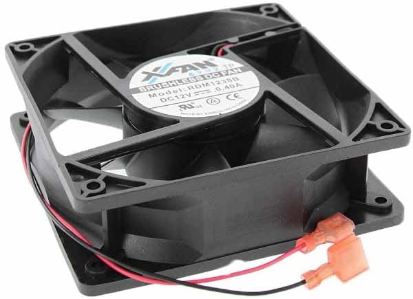 Black Norcold 628685 Cooling Fan Assembly - Side Angle with Wiring | United RV Parts